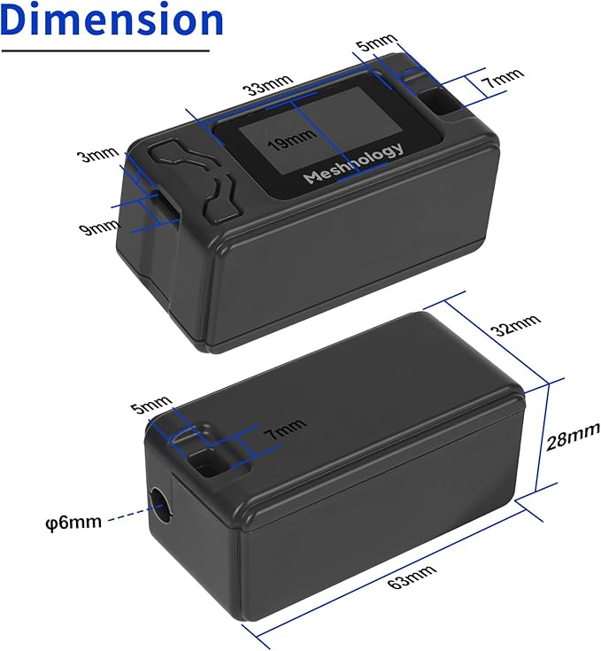 Meshnology N30 3D-Printed Case - Dimensions