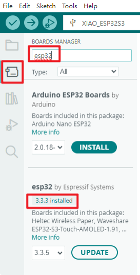 Install the ESP32 board package step 14