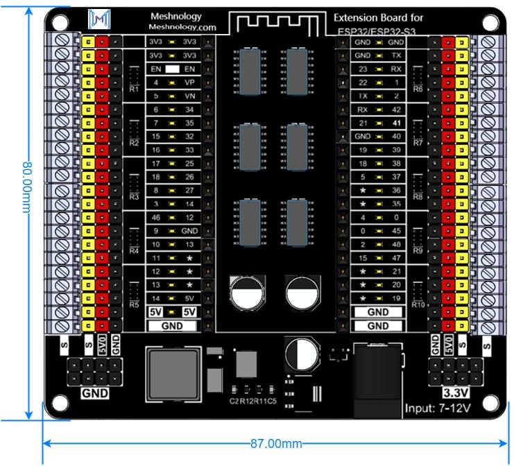 N40 extension board dimensions